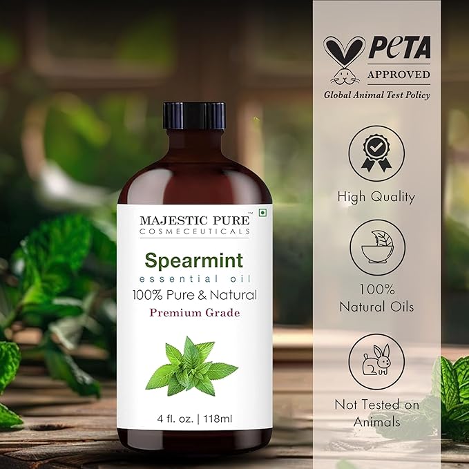 Majestic Pure Spearmint Essential Oil with Glass Dropper - Huge 4 Fl Oz - 100% Pure and Natural Spearmint Oil - Premium Grade Essential Oils for Diffuser, Aromatherapy, Soap and Candle Making-Ruum Studio Home