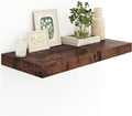 12" Deep Rustic Brown Floating Shelves,Over Toilet Long Wall Mounted Modern Farmhouse 36 inches,Wall Shelves with Invisible Brackets for Bedroom, Bathroom, Living Room, Kitchen, Set of 1-Ruum Studio Home