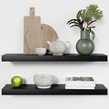 Homeforia Black Floating Shelves 30 inches Long, High End Solid Real Wood 30 inch Floating Shelf for Wall Mounted, Black Wooden 30in Floating Shelves, Heavy Duty Bracket, 30 X 6.5 X 1.75 in, Set of 2-Ruum Studio Home