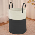 Large Woven Laundry Basket Hamper,100L Cotton Rope Storage Bin for Blankets,Toys and Clothes,Decorative Tall Nursery Hamper for Living Room,Baby Nursery,Bathroom and Bedroom,White and Black-Ruum Studio Home