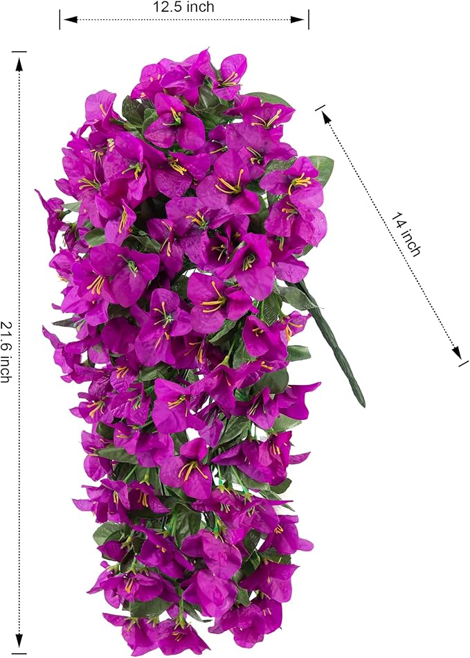 Faux Bougainvillea Artificial Flowers Plants for Outdoors Outside Decoration, 2 pcs Purple Fake Flowers UV Resistant Look Real Silk Long Trailing Vines for Front Door Porch Planter Urn Patio Garden-Ruum Studio Home