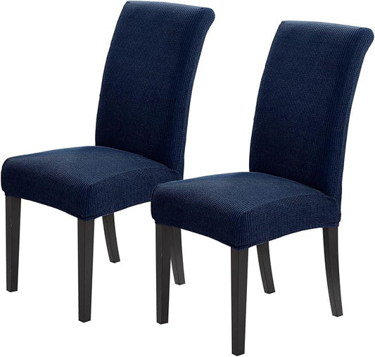 Joccun Chair Covers for Dining Room Set of 2,Dining Chair Slipcovers Stretch Dining Room Chair Covers Seat Protector,Washable Parsons Chair Cover for Home,Hotel,Banquet(Navy,2 Pack)