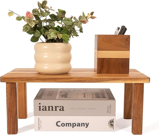 Acacia Wooden Desktop Organizer Shelf Kitchen Cabinet and Counter Riser Display Shelf for Top of Desk Home Office Bathroom Coffee Table Display Stand-Ruum Studio Home
