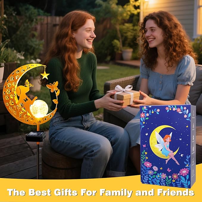 YJFWAL Garden Solar Dog Lights Pathway Stake Lights Glass Globe with Moon Dog Decor, Gifts for Mom Grandma Friends, Outdoor Decor Light Waterproof for Walkway, Yard, Patio or Garden (Warm White)-Ruum Studio Home