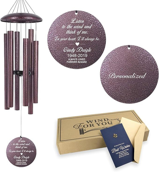 ASTARIN 36" Large Deep Tone Personalized Sympathy Wind Chimes, Memorial Wind Chime for Loss of Mother Father Loved One, Bereavement Gifts Decor Outdoor Patio Garden Graveyard(Produced in USA)-Ruum Studio Home