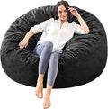 Bean Bag Chairs for Adults - Memory Foam Furniture BeanBag Chair - Kids/Teens Sofa with Soft Micro Fiber Cover - Round Fluffy Couch for Living Room Bedroom College Dorm - 5 ft, Carbon Black-Ruum Studio Home