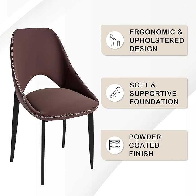 LeisureMod Amalfi Upholstered Fabric Dining Chair – Modern Side Chair with Iron Legs, Mid-Century Accent Chair for Dining Room or Kitchen-Ruum Studio Home