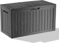 87 Gallon Deck Box Large Outdoor Storage for Patio Furniture,Outdoor Cushions,Garden Tools and Pool Supplies,Waterproof,Resin,Lockable(Black)-Ruum Studio Home