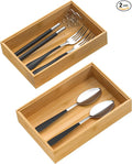 Silverware Tray for Drawer, Stackable Kitchen Bamboo Drawer Organizer 9" x 6" x 2" Set of 2-Ruum Studio Home