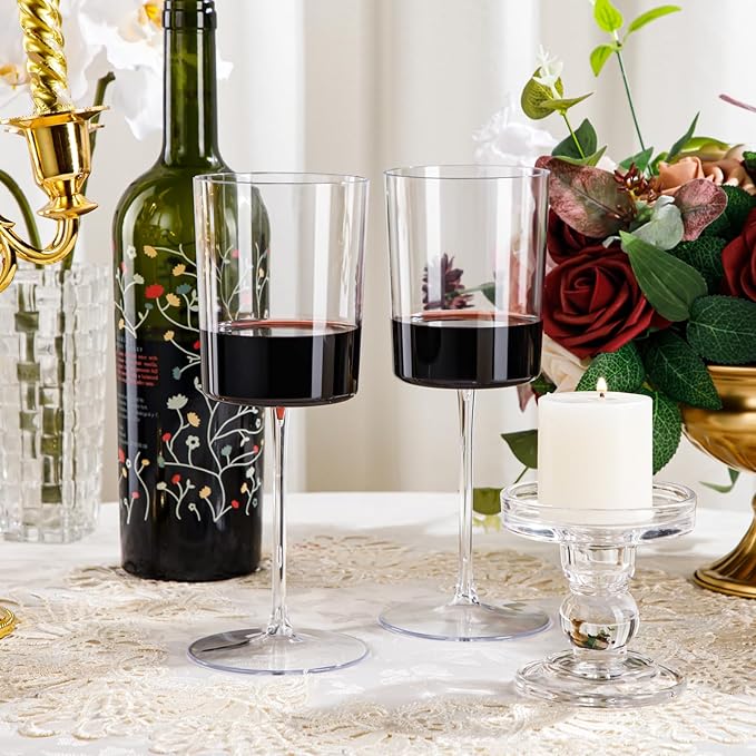 Ciaell 12 Pack Clear Plastic Wine Glasses - 14Oz Plastic Wine Glasses with Stem - Disposable Stemmed Wine Glass for Parties & Weddings & Outdoor-Ruum Studio Home