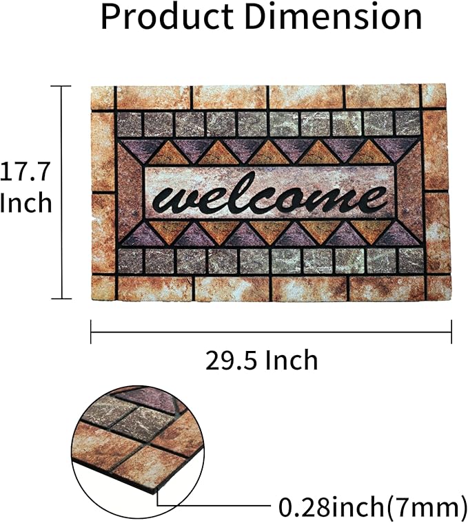 Door Mat Welcome Mat, Heavy Duty Door Mat 17.7 x 29.5 Inch Front Door Mat Rug Doormat for Outdoor Entrance Home Non-Slip Rubber Rug for Front Door, Outside, Entryway, Patio (Brown Welcome)-Ruum Studio Home