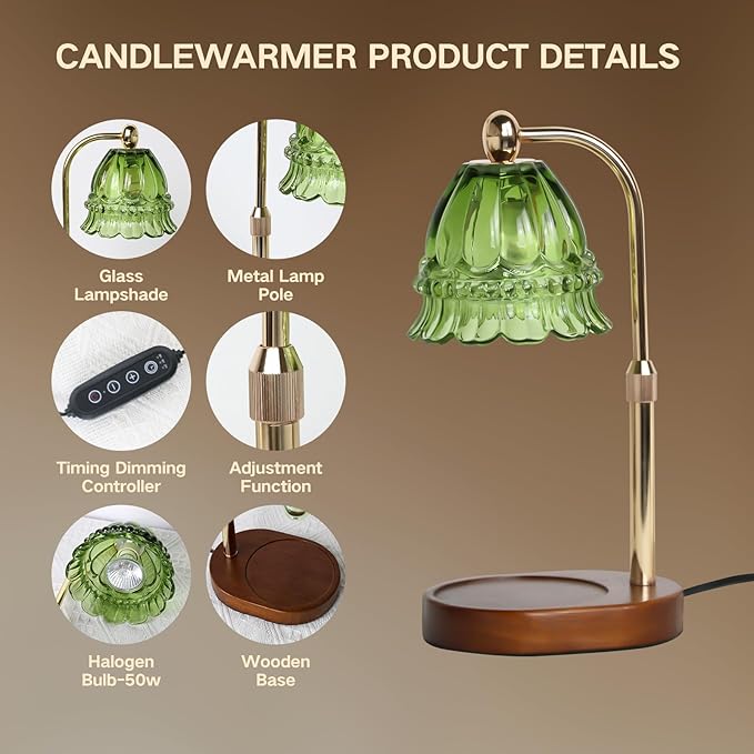 GEEZO Fragrance Candle Warmer Lamp，Electric Candle Warmer with Timer & Dimmer，Mom Christmas Birthday Gifts for Women, House Warming Gifts New Home Bedroom Decor-Ruum Studio Home