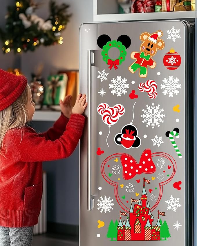 Christmas Window Clings - 9 Sheets 166 Pcs Cute Xmas Decorations for Winter Holiday Home Party, Santa Snowman Tree Snowflake Gingerbread Stickers for Glass, Double-Sided Static Window Decals-Ruum Studio Home
