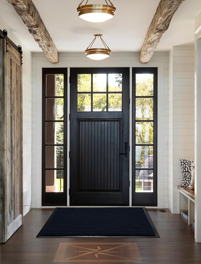 Yimobra Front Door Mat Outdoor Indoor Entrance, 100% Waterproof All-Season All Weather Doormat, Welcome Matt Outside Entry, Non Slip, Low Profile, Heavy Duty Patio Porch Floor Mats,47 x 32,Navy Blue-Ruum Studio Home