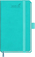 BEZEND Pocket Planner 2025-2026 Weekly and Monthly, 3.5" x 6" Academic Planner (Jul 25-Dec 26) 18-Month Mid-Year Calendar Book, Storage Pocket, Pen Holder, PU Leather Hardcover - Turquoise-Ruum Studio Home