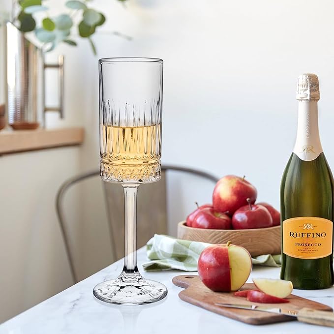 Champagne Flutes Set of 6, 7oz Square Champagne Glasses, Lead-Free Crystal Champagne Flute Glass, Unique Gift for Birthday, Wedding, Anniversary-Ruum Studio Home