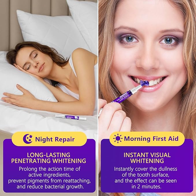 Teeth Whitening Pen 6 Pack, Professional Purple Teeth Whitening Gel for Rapid Stain Removal, No Sensitivity Formula for Sensitive Teeth, Mint Fresh Breath-Ruum Studio Home