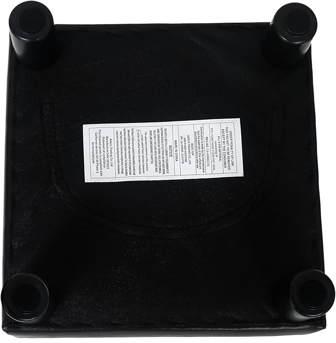 Joveco Small Footstool Ottoman, PU Leather Square Upholstered Footrest with Plastic Legs, Under Desk Foot Stools for Living Room Bedroom Office, Black-Ruum Studio Home