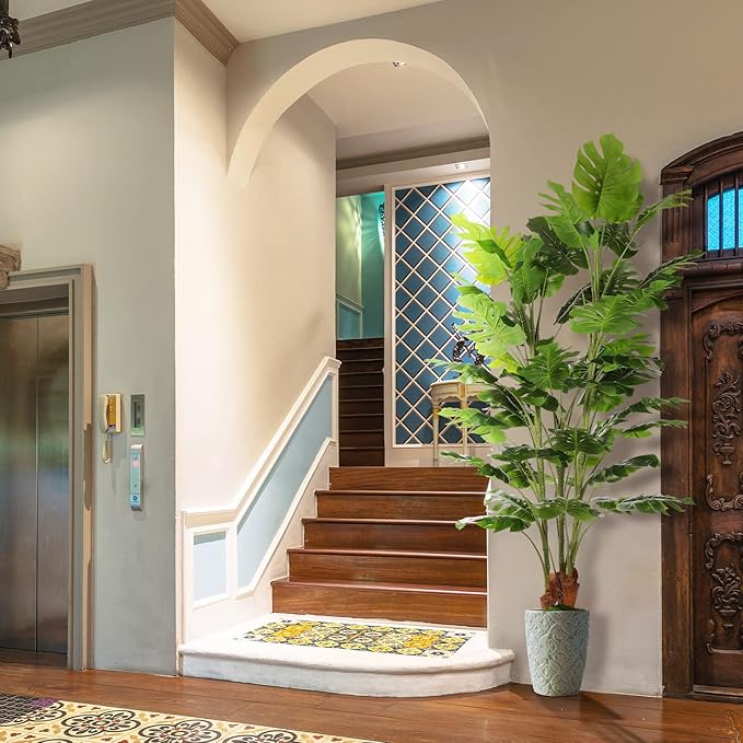 6.3ft Artificial Monstera Deliciosa Tree (75in) with Plastic Nursery Pot Faux Tree, Fake Tropical Split Leaf Palm Plant for Office House Farmhouse Living Room Home Decor (Indoor/Outdoor)-Ruum Studio Home