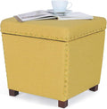 Adeco Square Storage Ottoman with Hinged Lid, Modern Accent Bench Footrest Stool, Coffee Table for Living Room Bedroom,Yellow Large-Ruum Studio Home