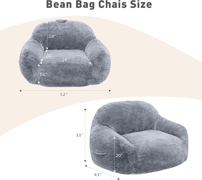 Giant Bean Bag Chair, Oversized Bean Bag Chairs for Adults and Kids, Gaming Chair Stuffed Memory Foam | Storage | Non-Slip, Removable Bean Bag Sofa Comfy Chair for Bedroom, Livingroom-Ruum Studio Home