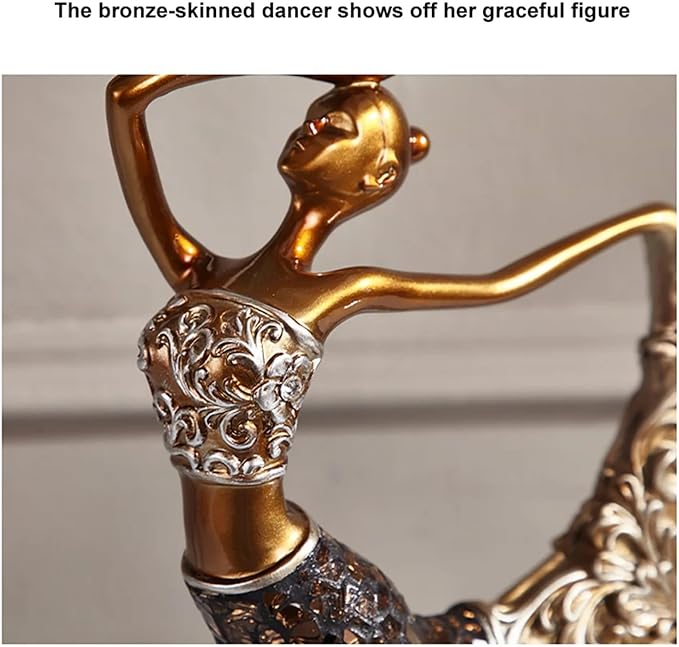 homary 3PCS Peacock Dancer Figurines Statue Vintage Romantic Resin Sculpture Set Decorative Ornaments for Office Desktop Bookshelf Decor, Gold-Ruum Studio Home