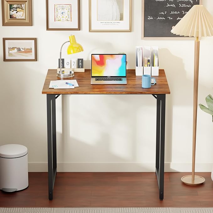 PayLessHere | 32 Inch Computer Desk | Vintage | Office Desk with Metal Frame, Adjustable Feet | Water-Resistant, Scratchproof Surface | Sturdy Writing Table for Home Office or Study | Pack of 1-Ruum Studio Home