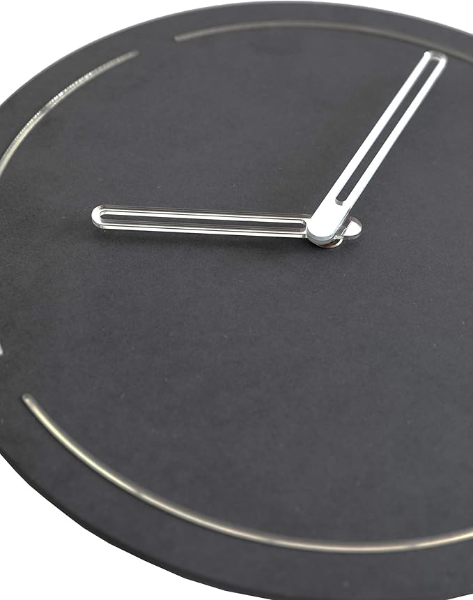 Stephanie Imports Modern Minimalist Dark Concrete Gray Silent Wall Clock (Silver)-Ruum Studio Home