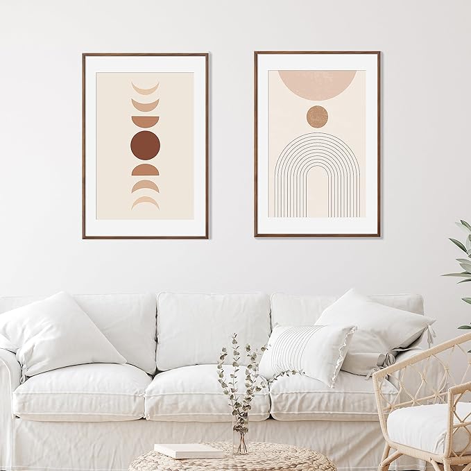 24x36 Poster Frame Set of 2 Natural Solid Walnut Photo Frames with 20x30 Removable Mat Wall Hanging Large Handcrafted Frame with HD Plexiglass Wall and Tabletop Display Large Picture Frame-Ruum Studio Home