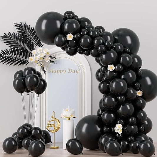 130pcs Black Balloons Different Sizes 18" 12" 10" 5" Party Latex Balloons for Birthday Graduation Baby Shower Anniversary New Year Holiday Party Decorations-Ruum Studio Home