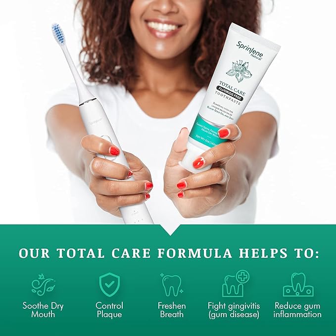 SprinJene Natural Total Care Fluoride Free Toothpaste for Strong Teeth & Gums - Natural Toothpaste to Soothe Dry Mouth & Freshen Breath | 4 Pack-Ruum Studio Home