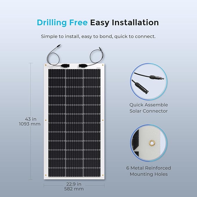 Renogy Flexible Solar Panel 100 Watt 12 Volt Monocrystalline Semi-Flexible Bendable Mono Off-Grid Charger for Marine RV Cabin Van Car Uneven Surfaces-Ruum Studio Home