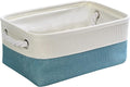 TheWarmHome Fabric Storage Bin with Handles,Storage Basket for Home Storage and Organization, Shelf Basket with Cover for Living Room Bedroom Decor Closet（White & Green,Small ,11.8L×7.9W×5.2H-Ruum Studio Home