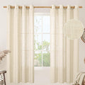 LAMIT Beige 72 inch Linen Curtains 2 Panels Set for Living Room, Soft Thick Linen Semi Sheer Light Reducing Bronze Grommet Window Treatments Neutral Drapes for Bedroom, 52 x 72 Inch-Ruum Studio Home