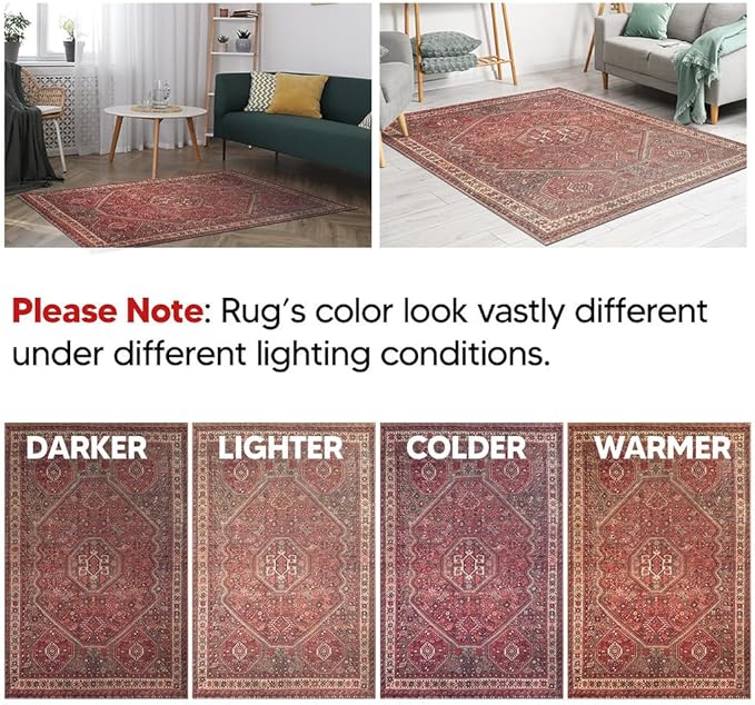 Keen Home Design 10x14 Rug - Machine Washable Area Rug with Non-Slip Backing, Ideal for Living Room, Dining Room, Bedroom - Vintage, Easy Clean, Durable, Low Pile Rug - (9'7" x 14')-Ruum Studio Home