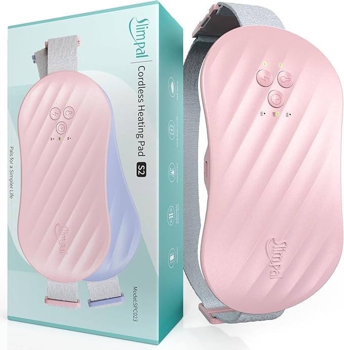 Slimpal AI Portable Heating Pad for Period Cramps, Smart AI Heat Chip, Electric Cordless Heating Belt for Back, Belly, Waist, Stomach, Menstrual Wearable Heating Pad Gifts for Girl Women Her Pink S2-Ruum Studio Home
