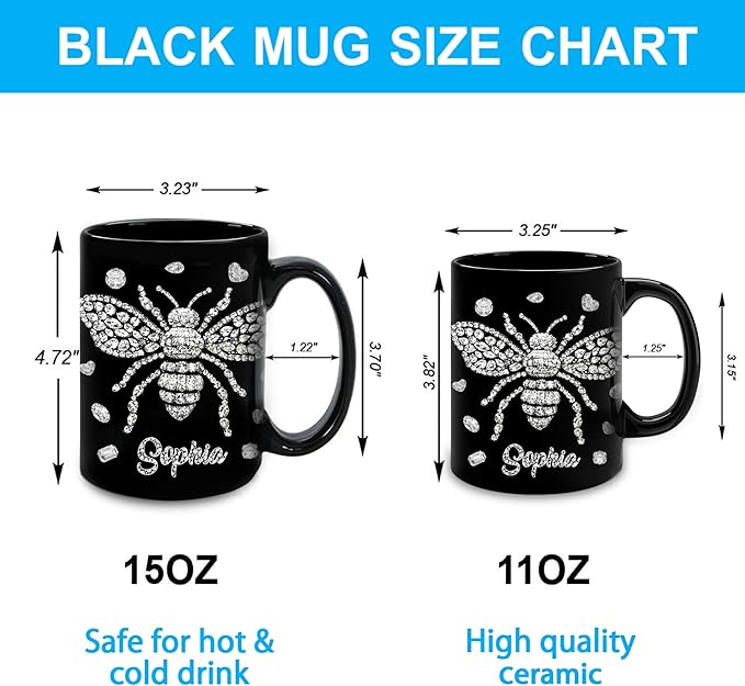 Hyturtle Personalized Jewelry Bee 2D Mug - Bee Keeper Gifts For Women Lovers Teacher - Honey Gifts For Beekeeper Farmer On Birthday - Queen Honeycomb Decor - Custom Coffee Cup Ceramic Mug 11 Oz 15 Oz-Ruum Studio Home