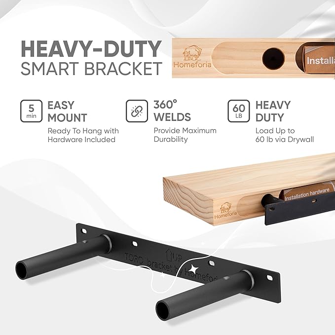 Homeforia White Floating Shelf 12 inch, High End Solid Real Wood Small 12inch Floating Shelves for Wall Mounted, White Wooden 12 in Floating Shelves, Heavy Duty Bracket, 12 X 6.5 X 1.75 inch, Set of 4-Ruum Studio Home