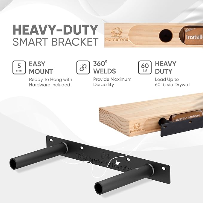 Homeforia White Floating Shelves 16 inch, High End Solid Real Wood 16inch Bathroom Floating Shelf for Wall Mounted, White Wooden 16 Floating Shelves, Heavy Duty Bracket, 16 X 6.5 X 1.75 inch, Set of 3-Ruum Studio Home