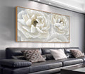 arteWOODS Cream White Flowers Framed Wall Art - Soft Peony Pictures for Wall Decor Elegant Blossom Flower Painting Artwork Botanical Prints for Living Room Home Office Wall Decoration 24" x 48"-Ruum Studio Home
