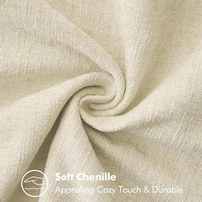 MIULEE Pack of 2 Christmas Pillow Covers 16x16 Inch Cream White Farmhouse Decorative Throw Pillow Covers with Stitched Edge Soft Chenille Solid Dyed Couch Pillow Covers for Sofa Bed Living Room-Ruum Studio Home