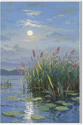 Landscape poster artwork art poster natural landscape painting reed marsh under the moonlight suitable for living room bedroom home wall-Ruum Studio Home