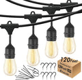120 FT Outdoor String Lights LED Waterproof with 40 Shatterproof Plastic Warm Edison Bulbs String Bistro Lights for Patio Gazebo Pergola Market-Ruum Studio Home