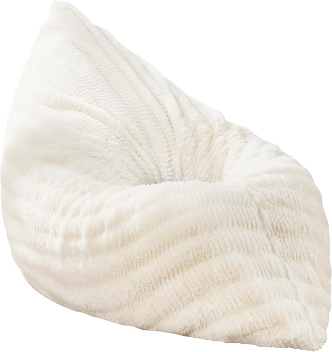 Hobestluk 3 in 1 Bean Bag Chair Giant Bean Bag Chairs for Adults with Ripple Cover Convertible Bean Bag Floor Cushion with Machine Washable Cover for Living Room (Ripple White)-Ruum Studio Home