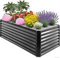 GARDMAX 6x3x1FT Raised Garden Bed Kit, Metal Planter Boxes Outdoor with Easy Assembly, Large Garden Bed for Vegetables, Fruits, Flower, Herbs Rectangle Dark Grey-Ruum Studio Home