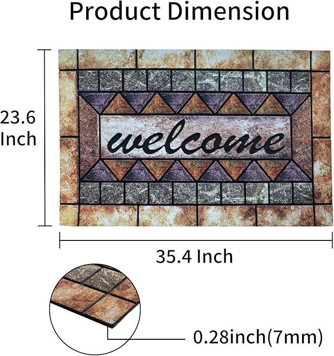 Door Mat Welcome Mat, Heavy Duty Door Mat 23.6 x 35.4 Inch Front Door Mat Rug Doormat for Outdoor Entrance Home Non-Slip Rubber Rug for Front Door, Outside, Entryway, Patio (Brown Welcome)-Ruum Studio Home