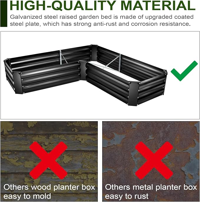 EDOSTORY Raised Bed Garden Bed Kit, 5x5x1ft Galvanized Planter Tall Raised Garden Boxes Outdoor, Large Metal Raised Garden Beds for Vegetables, Flowers, Herbs-Ruum Studio Home