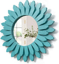 Honiway Beach Wall Decor Mirror 12 inch Wood Coastal Wall Decor Sunburst Boho Home Decor Room Decor for Bedroom Living Room Bathroom Cyan-Ruum Studio Home