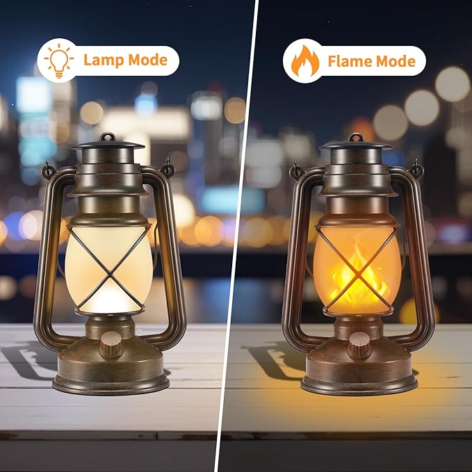 Outdoor Lanterns Waterproof Hanging Vintage LED Camping Lamps with Dancing Flame Non-Solar Remote Control Light Landscape Decor for Table Patio Garden Yard Pathway Porch 2Pack (3AA Batteries Power)-Ruum Studio Home