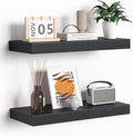 Fun Memories Floating Shelves - 16 Inch Rustic Black Wall Shelf - Wall Mounted Shelves for Wall Decor Storage - Wooden Shelves with Invisible Brackets for Living Room, Bedroom, Kitchen, 2 Pack-Ruum Studio Home